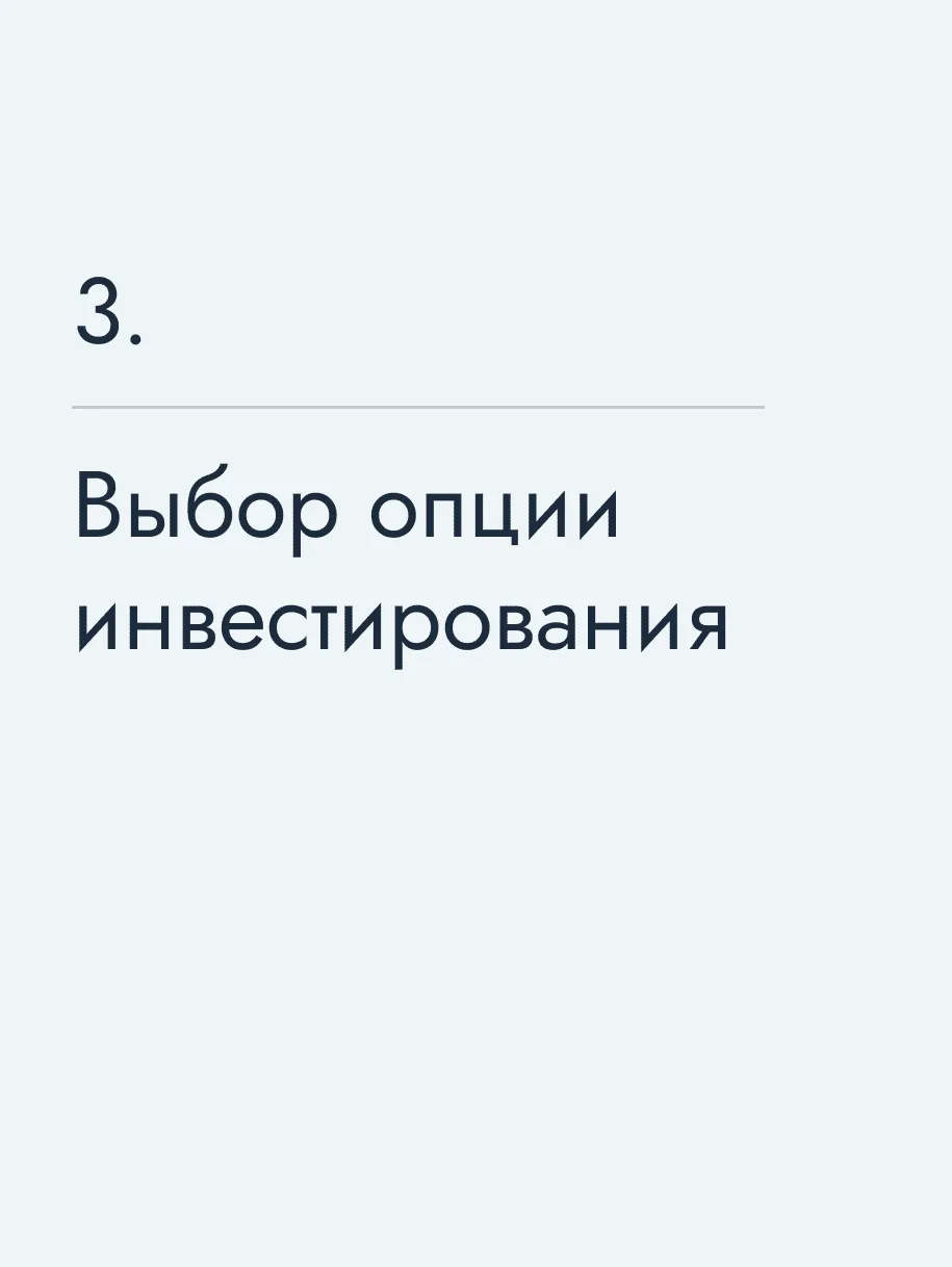 Выбор опции инвестирования