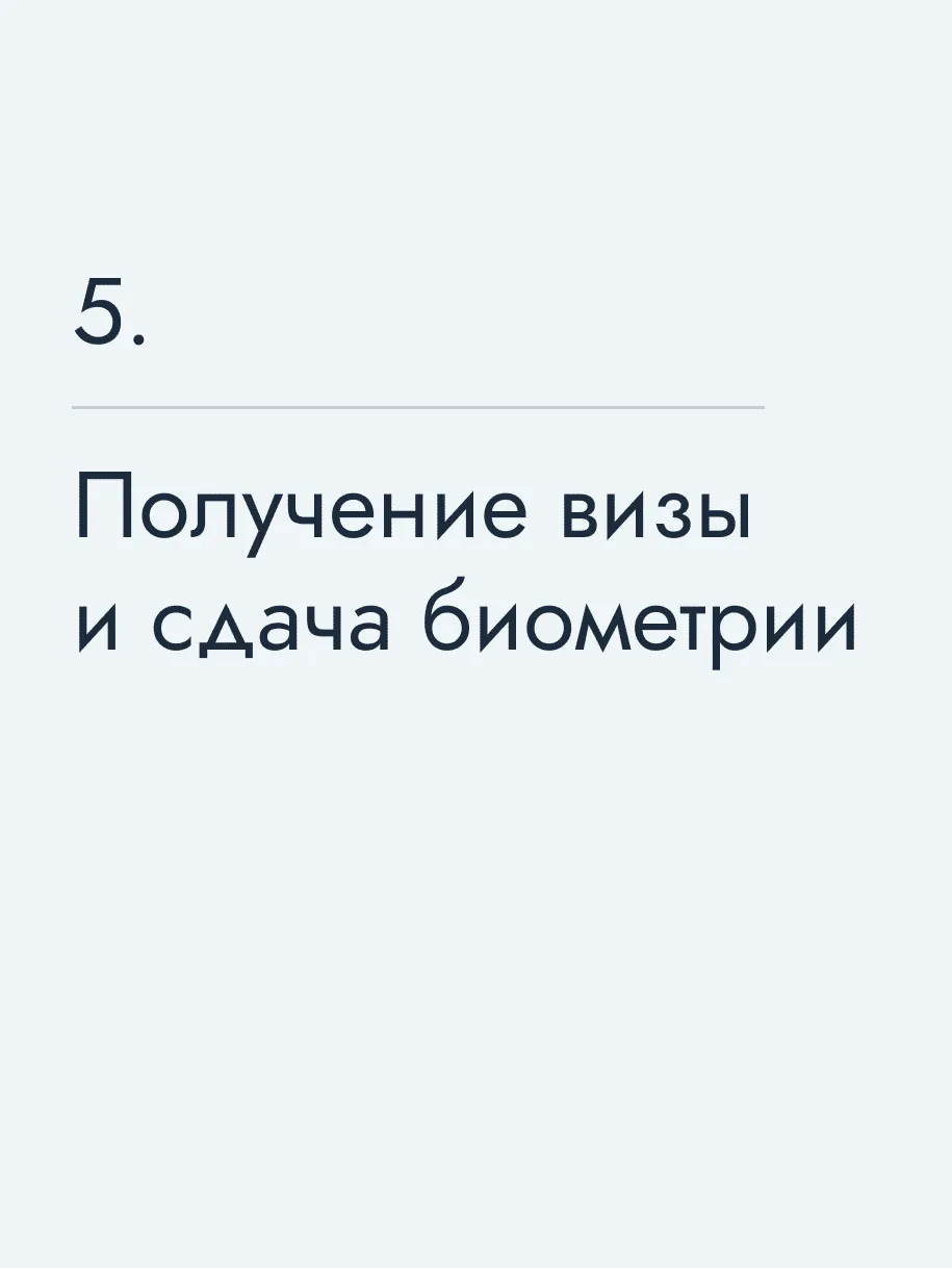 Получение визы и сдача биометрии
