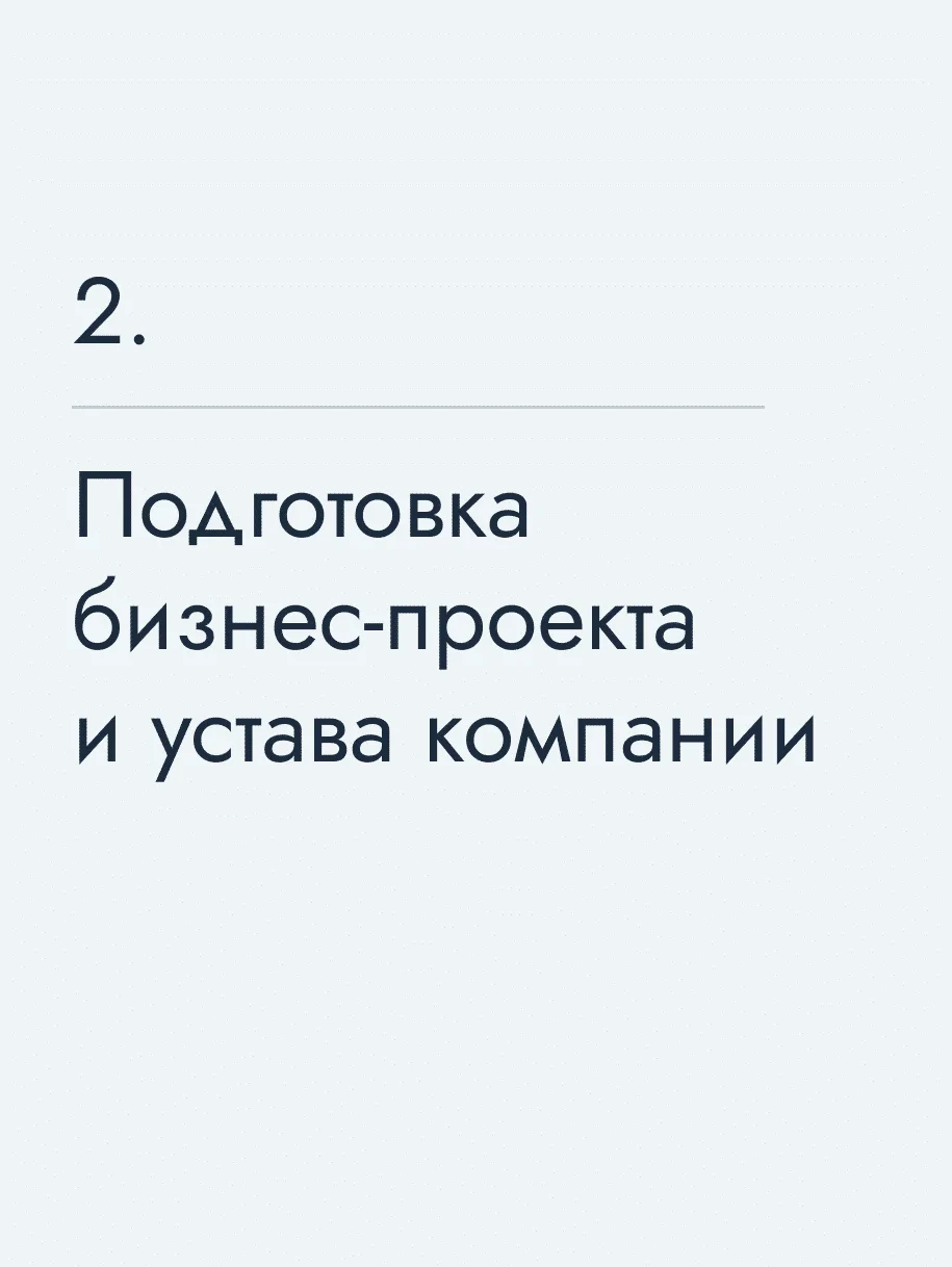 Подготовка бизнес-проекта и устава компании