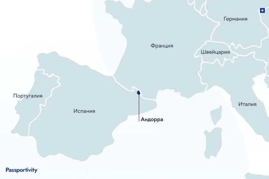 Андорра на карте Европы