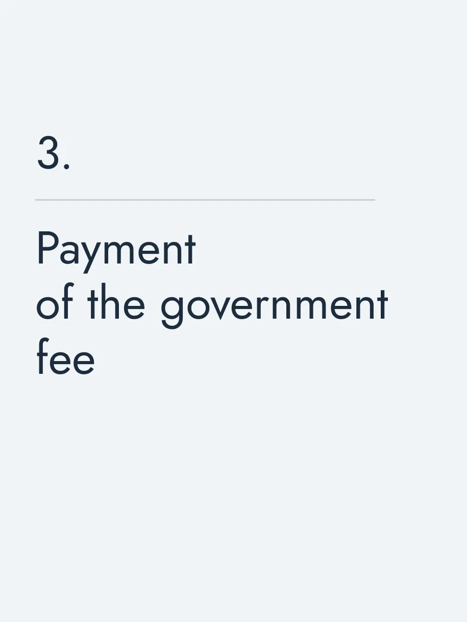 Payment of the government fee