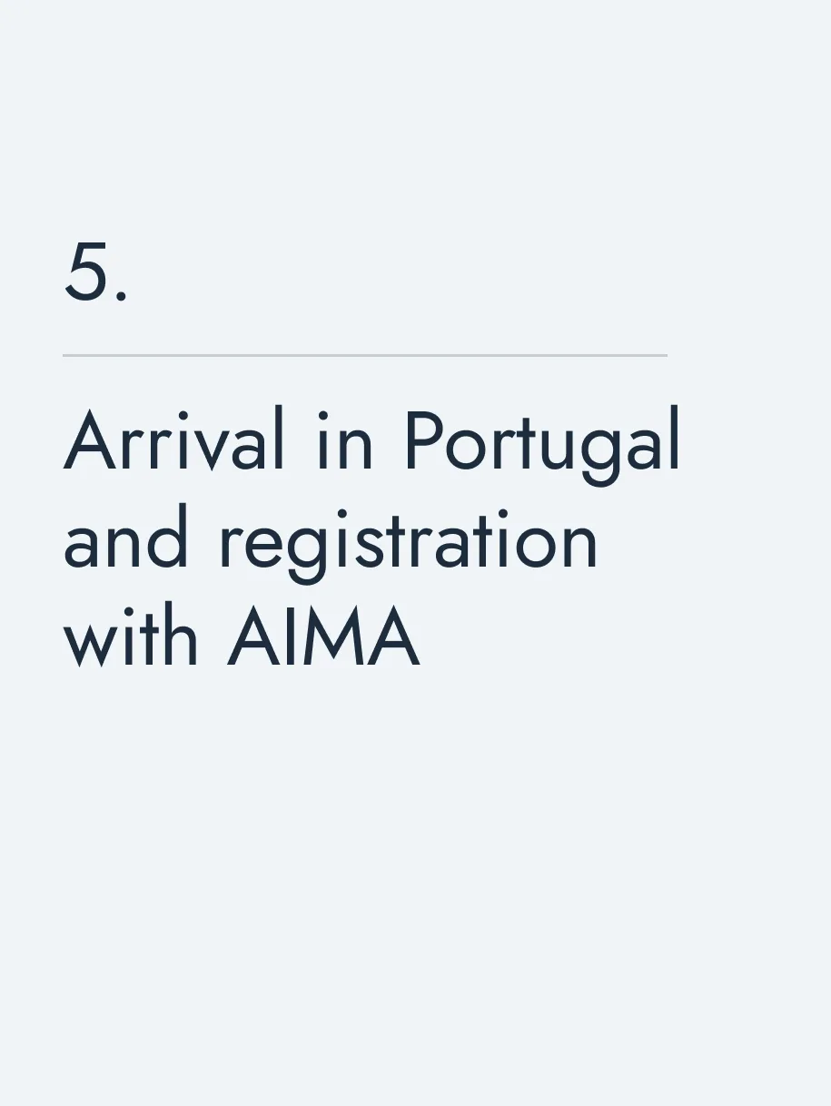 Arrival in Portugal and&nbsp;registration with AIMA