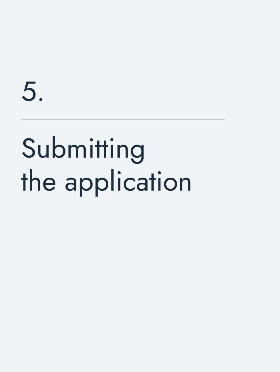 Submitting the application