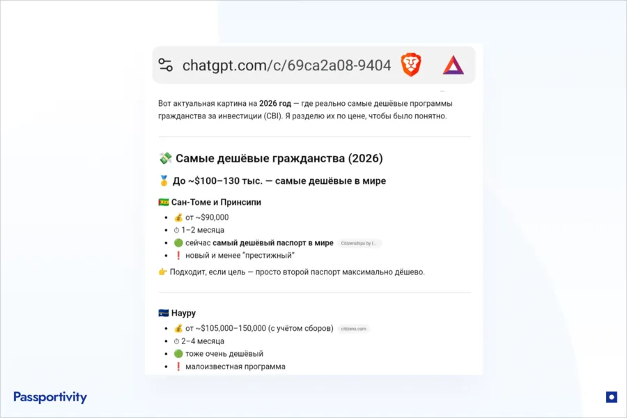 Ошибки ИИ в описании золотых виз и паспортов