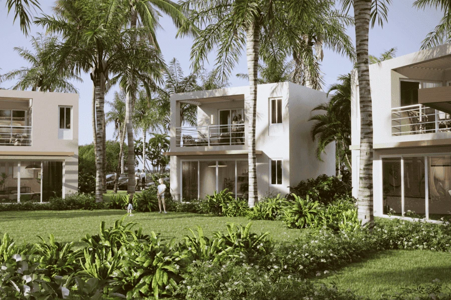 Two-level townhouses near the beach