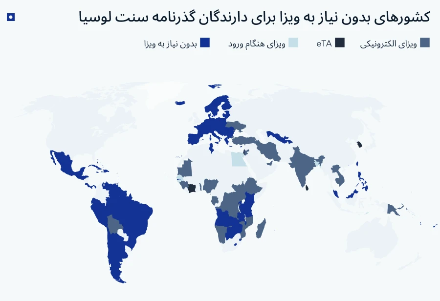 کشورهای بدون ویزا برای شهروندان سنت لوسیا