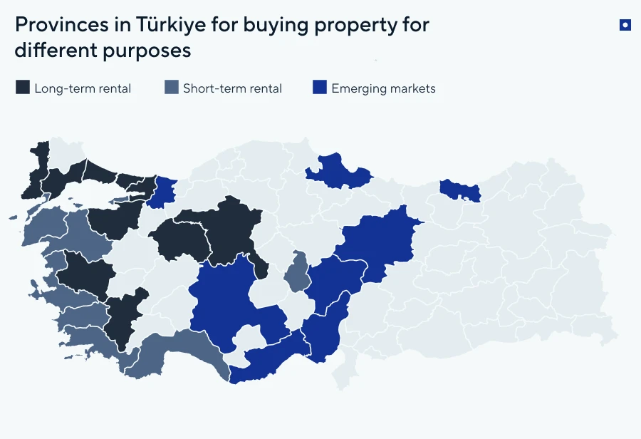 Regions of Türkiye for buying property