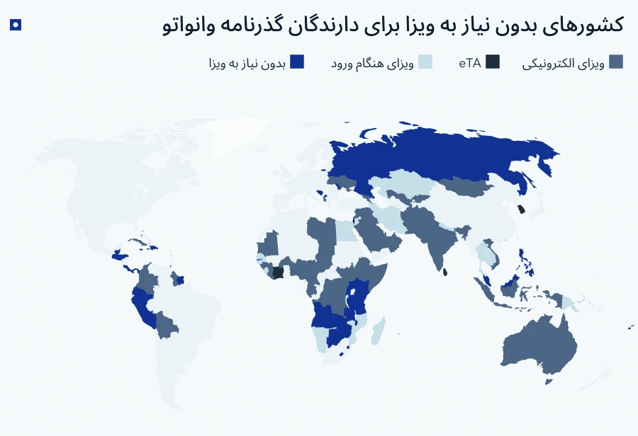 کشورهای بدون ویزا برای شهروندان وانواتو