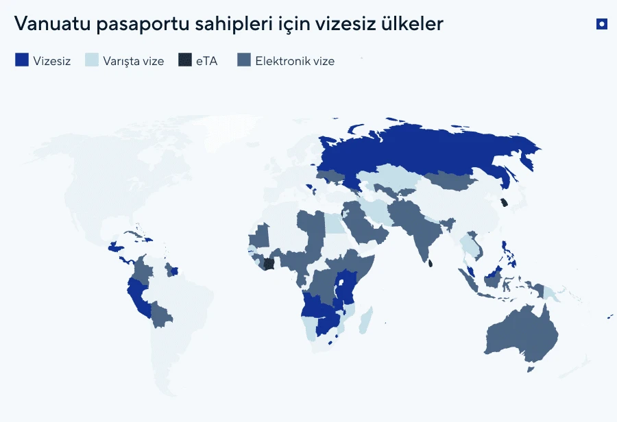 Vanuatu pasaportuyla vizesiz gidilebilen ülkeler